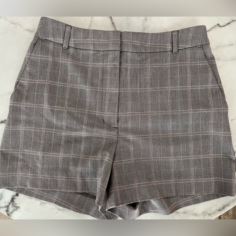 Express Gray and Black Plaid Shorts
